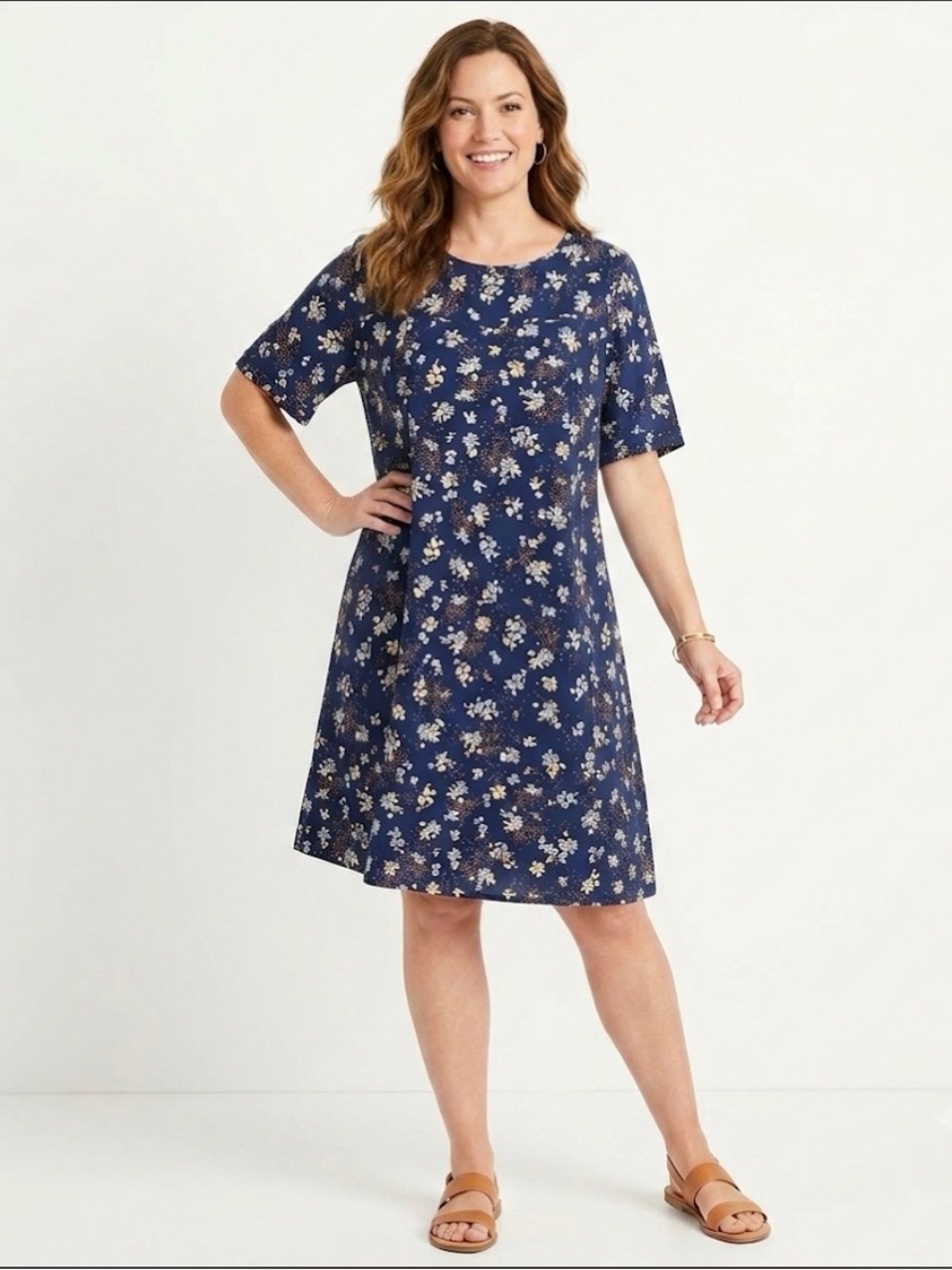 Torrid Dress Blue Floral Short Sleeve Round Neck Shift 12 Soft Girl
